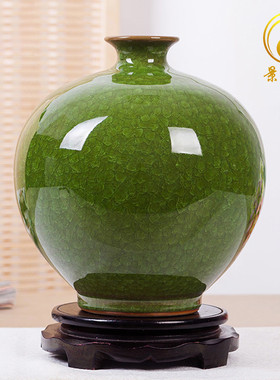 景德镇陶瓷器仿古官窑冰片裂纹釉花瓶现代家居饰品客厅工艺品摆件