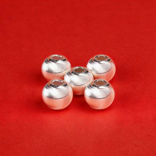 3-DIY定制足银S999纯银猫眼珠拉丝手链串珠编绳项链配饰银珠子