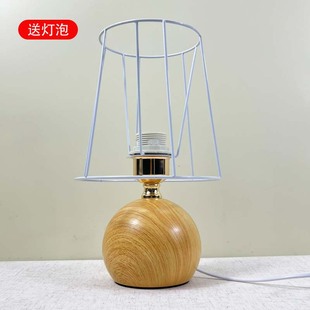 圆球仿木台灯毛线编织diy手工制作沙龙亲子棉绳缠绕创意床头台灯