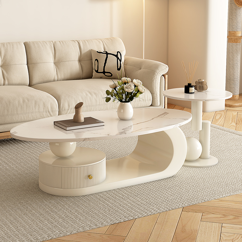 执竹者岩板奶油风茶几