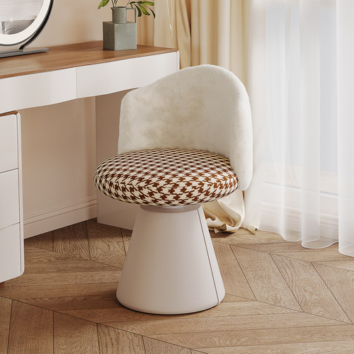 2025新款可旋转奶油风梳妆凳