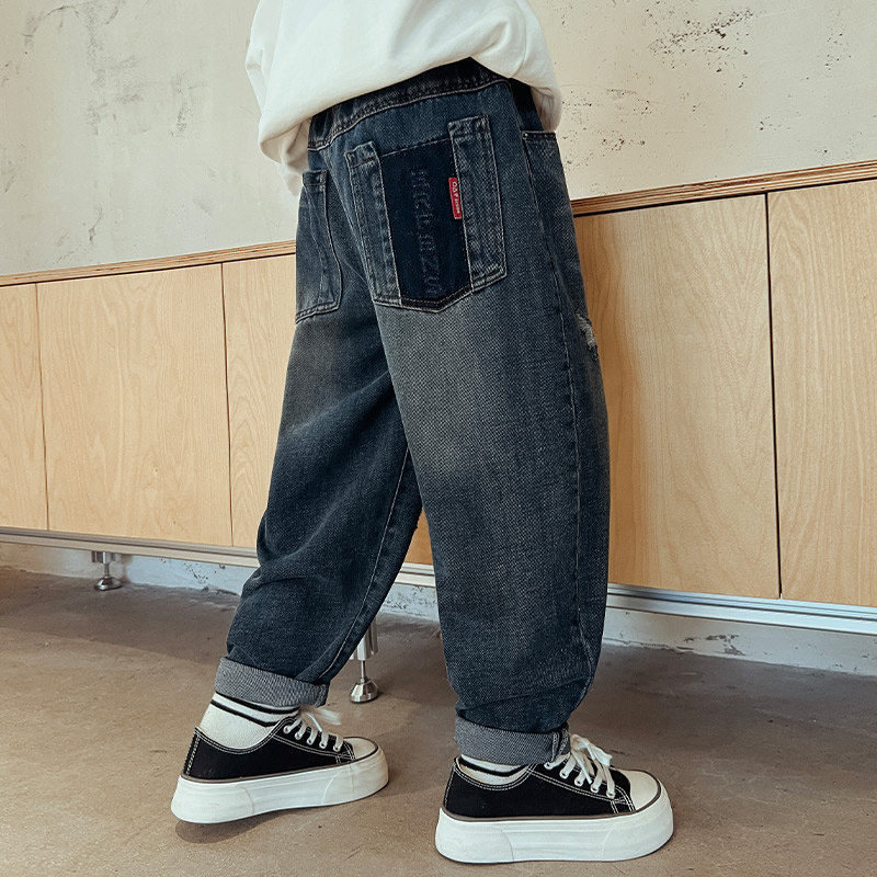 男童裤子春秋外穿2026新款中大童春季宽松休闲直筒儿童阔腿牛仔裤,童装/婴儿装/亲子装,裤子,淘宝优惠券,粉丝福利购,淘宝优惠卷