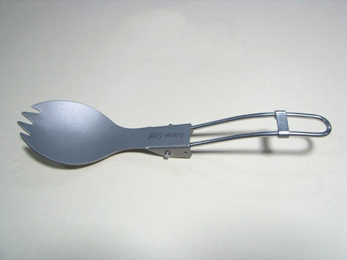 户外便携折叠直柄餐具两用钛叉勺