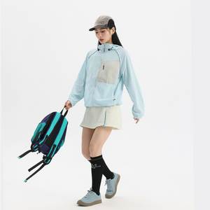 时尚户外拼接设计感轻薄连帽撞色防晒服女2026夏季新款运动外套潮