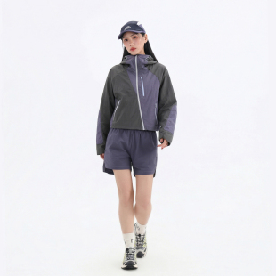 户外防晒衣宽松休闲外套撞色拼接女装短款速干连帽透气薄外套上衣