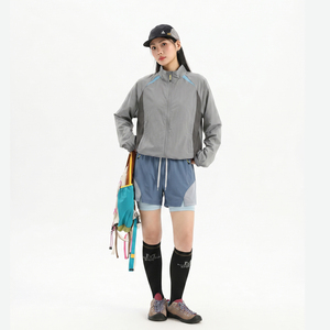 户外休闲轻量透气防晒服女2026夏季撞色拼接设计感运动风立领外套