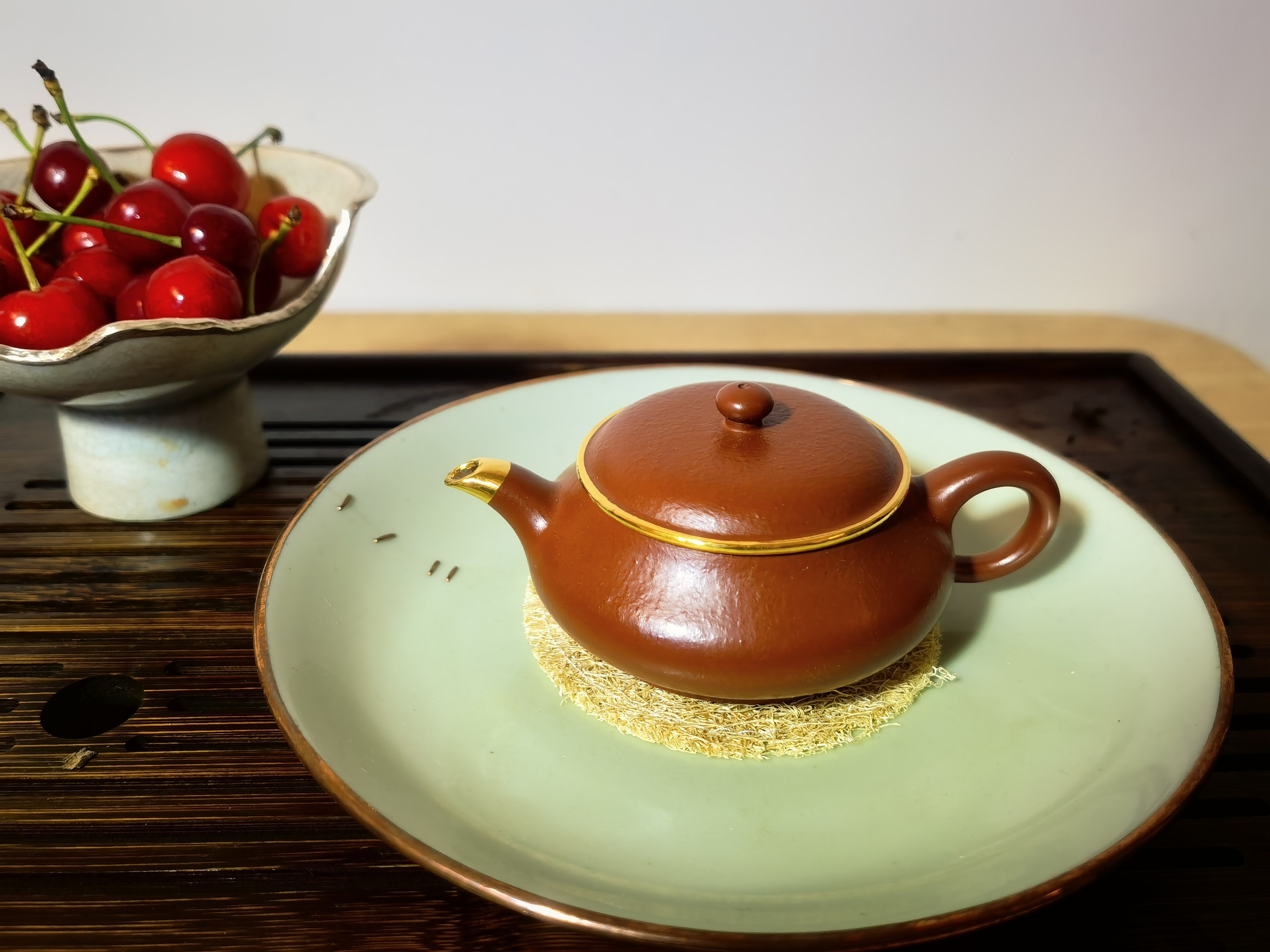 包金朱泥小品思婷西施德钟送礼纯金宜兴紫砂壶手工小煤窑皱皮朱泥