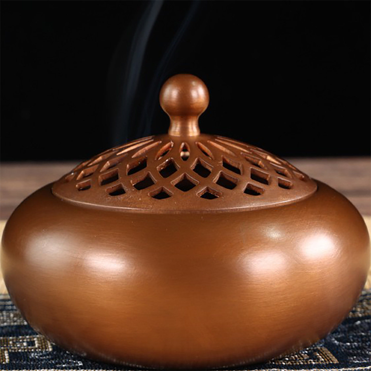 纯紫铜香炉线香炉复古熏香炉钵式线香盘香居家仿古宣德茶道香炉