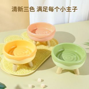 粮碗宠物饭碗甜甜可爱食盆护颈猫咪高脚口径用品吃饭喝水单碗打翻