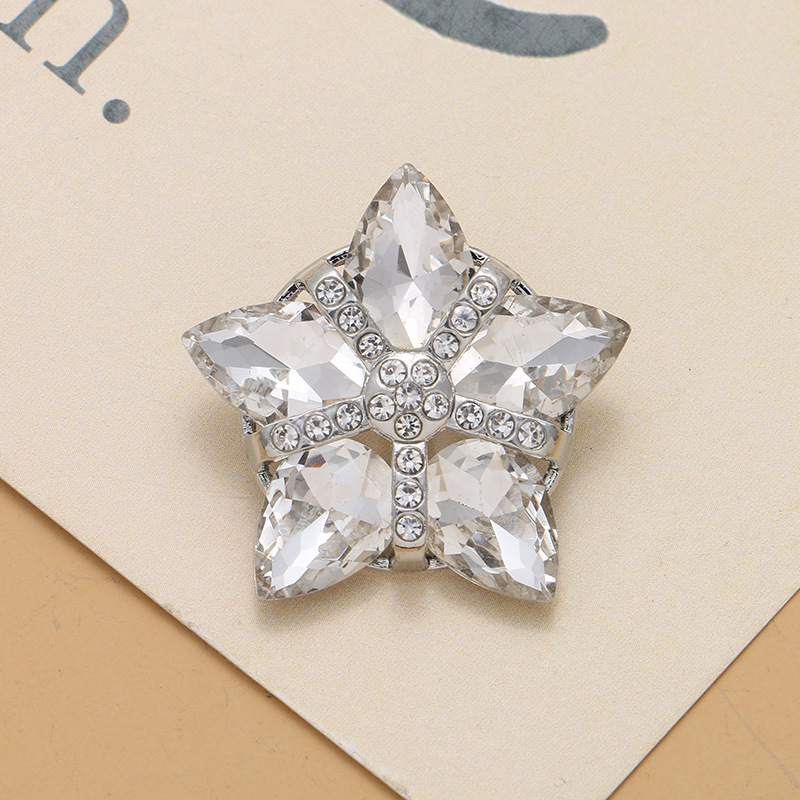 五角星玻璃水钻钮扣水貂皮草羊绒袖口扣子大衣黑色女装饰扣百搭