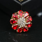 高档红色镶水钻纽扣毛呢羊绒大衣圆形钮扣水貂皮草装 饰扣袖 扣扣子