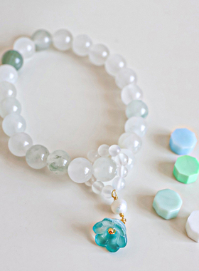 雾满青山手串天山翠淡水珍珠琉璃