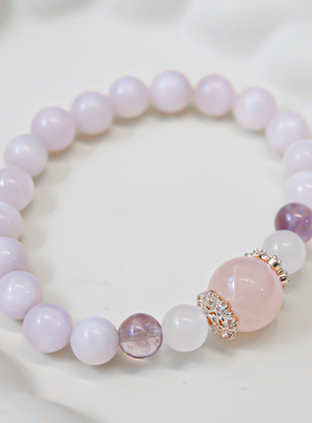 天然紫锂辉水晶手串薰衣草紫女款