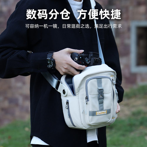 Cwatcun香港斜挎相机包 单肩休闲微单反相机收纳包轻便数码摄影包
