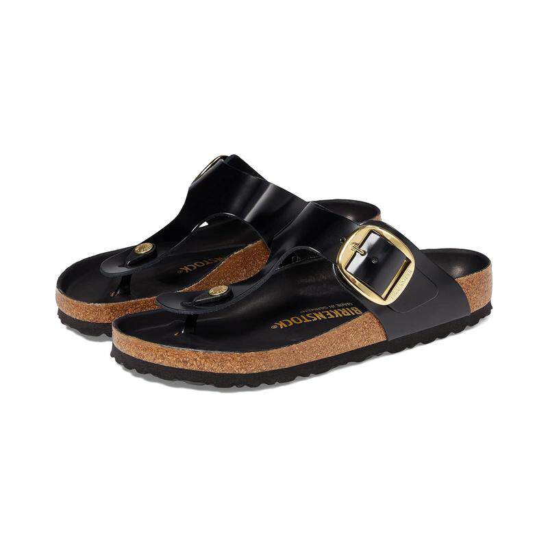 代购Birkenstock女士人字拖透气吸汗轻便缓震大扣环高光面T型带