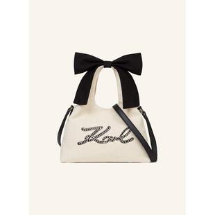 海外代购Karl Lagerfeld女士手拿包水钻装饰字母点缀米色