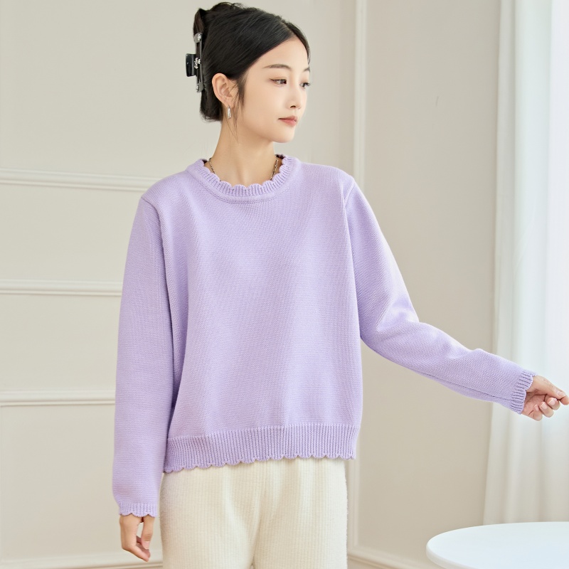 东润莲简约加厚纯棉毛衣宽松版