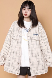204-JK67-P45中性蓝墙小香风薄款外套ins原宿 港风女外穿大码春秋图片