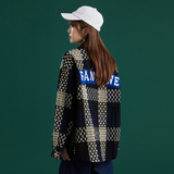 204-JK50-P65外套女春秋新款复古格纹夹克宽松翻领长袖上衣控98，女装短外套，星座204