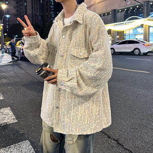 204-jk55-P95美式复古高街小香风外套男春秋款潮牌高级感小众夹克图片