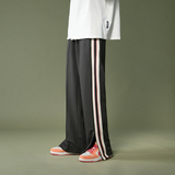 204-K37-P45欧美嘻哈Kanye织带拼接运动长裤宽松直筒男女休闲裤，男装休闲裤，星座204