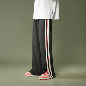 204-K37-P45 欧美嘻哈Kanye织带拼接运动 长裤宽松直筒男女休闲裤,男装休闲裤,星座204