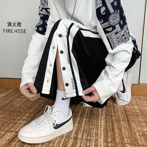 204-k40-P45 潮流条纹 排扣运动裤男 休闲长裤宽松百搭直筒,男装休闲裤,星座204