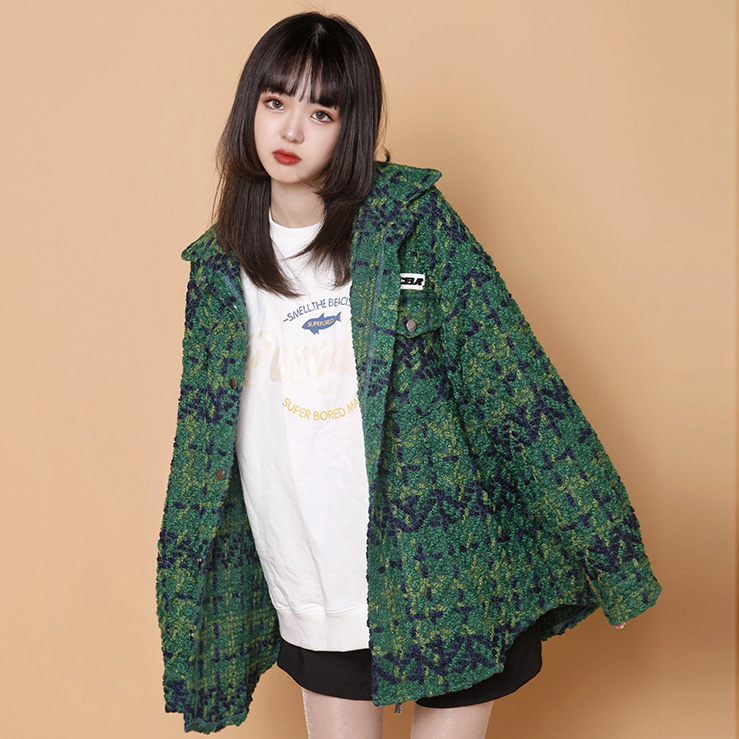 204-JK49-P75中性蓝墙小香风外套女春秋夏高级感美式翻领夹克，女装短外套，星座204