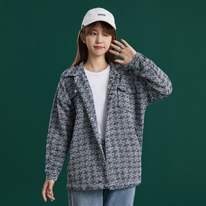 204-JK51-P55中性蓝墙 秋季百搭宽松中长款休闲女长袖外套上衣潮图片