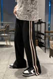 204-K39-P45街头潮流百搭织带拉链开叉垂感宽松运动休闲裤男，男装休闲裤，星座204