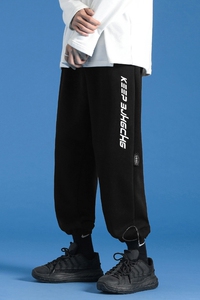 204-K25-P45 运动裤男宽松束脚休闲潮嘻哈裤子炸街 紫色卫裤图片