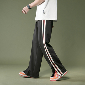 204-K37-P45中性蓝墙Kanye织带拼接运动长裤宽松直筒男女休闲裤图片