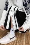 204-k40-P45潮流条纹排扣运动裤男休闲长裤宽松百搭直筒，男装休闲裤，星座204