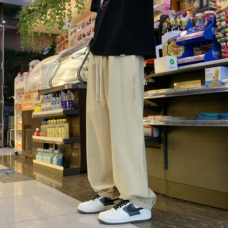 204-K257-P50日系卡其色裤子男款春夏季潮牌直筒宽松工装休闲长裤，男装休闲裤，星座204