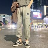 204-K13-P45有视频秋季抽绳束脚裤男潮牌宽松休闲裤子潮流工装，男装休闲裤，星座204