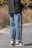 204-K251-P50水洗哈伦牛仔裤男春秋新款日系复古宽松直筒休闲阔腿，男装牛仔裤，星座204