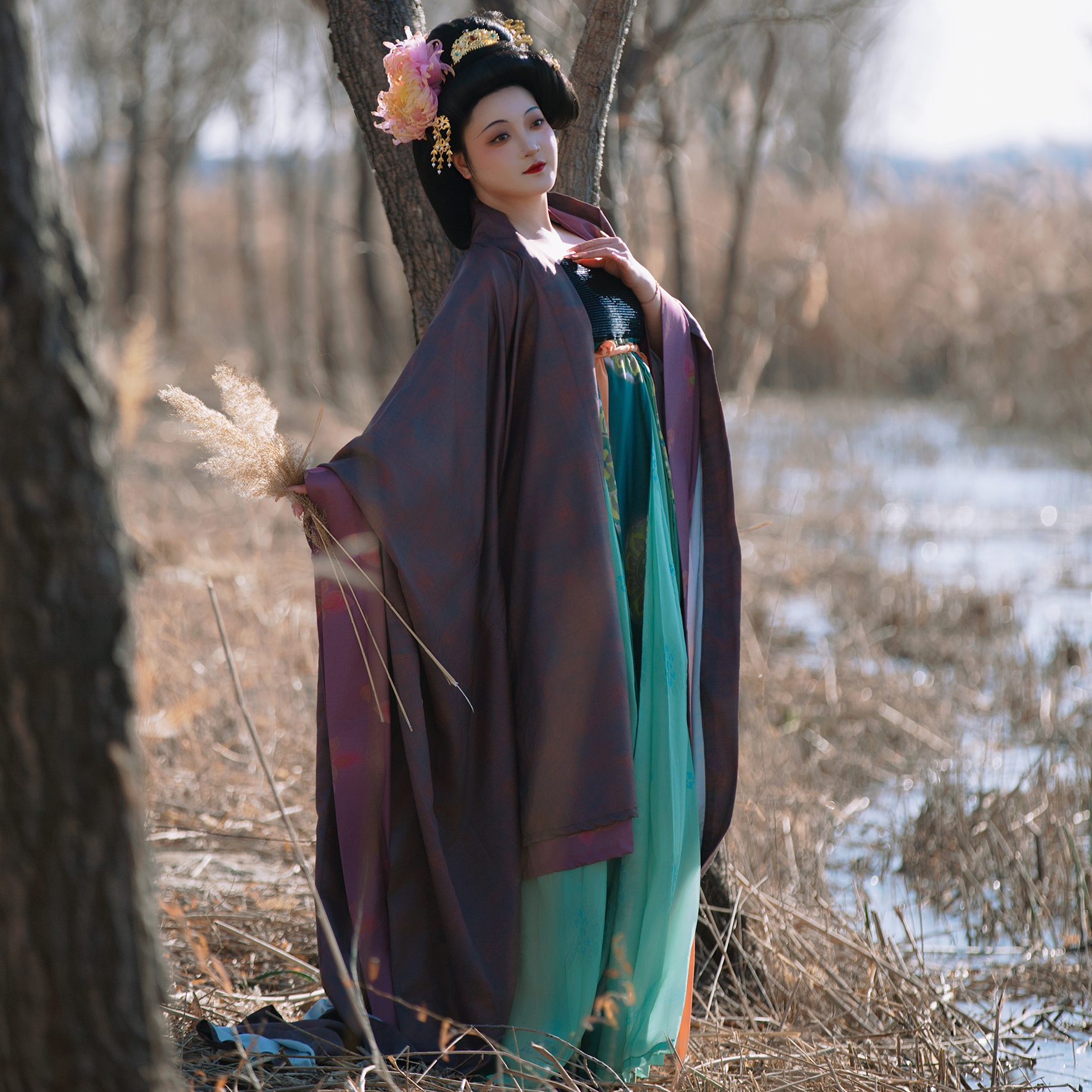 大码圆领袍唐本俑汤圆姐姐捣练图