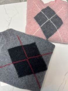 直播间同价【全毛拉绒菱格】女款秋冬毛衣开衫内搭外穿