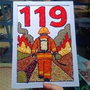 消防员119主题手工粘贴画儿童创意粘贴类益智玩具防火安全意识