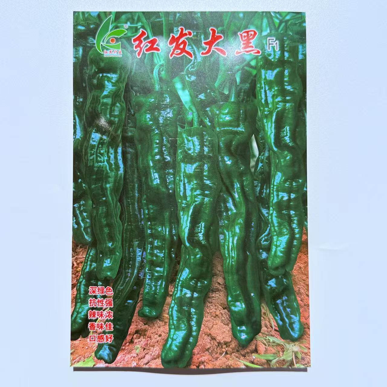 红发大黑薄皮皱皮辣椒种子质脆味辣皮黑绿色早熟羊角型皱皮椒种子