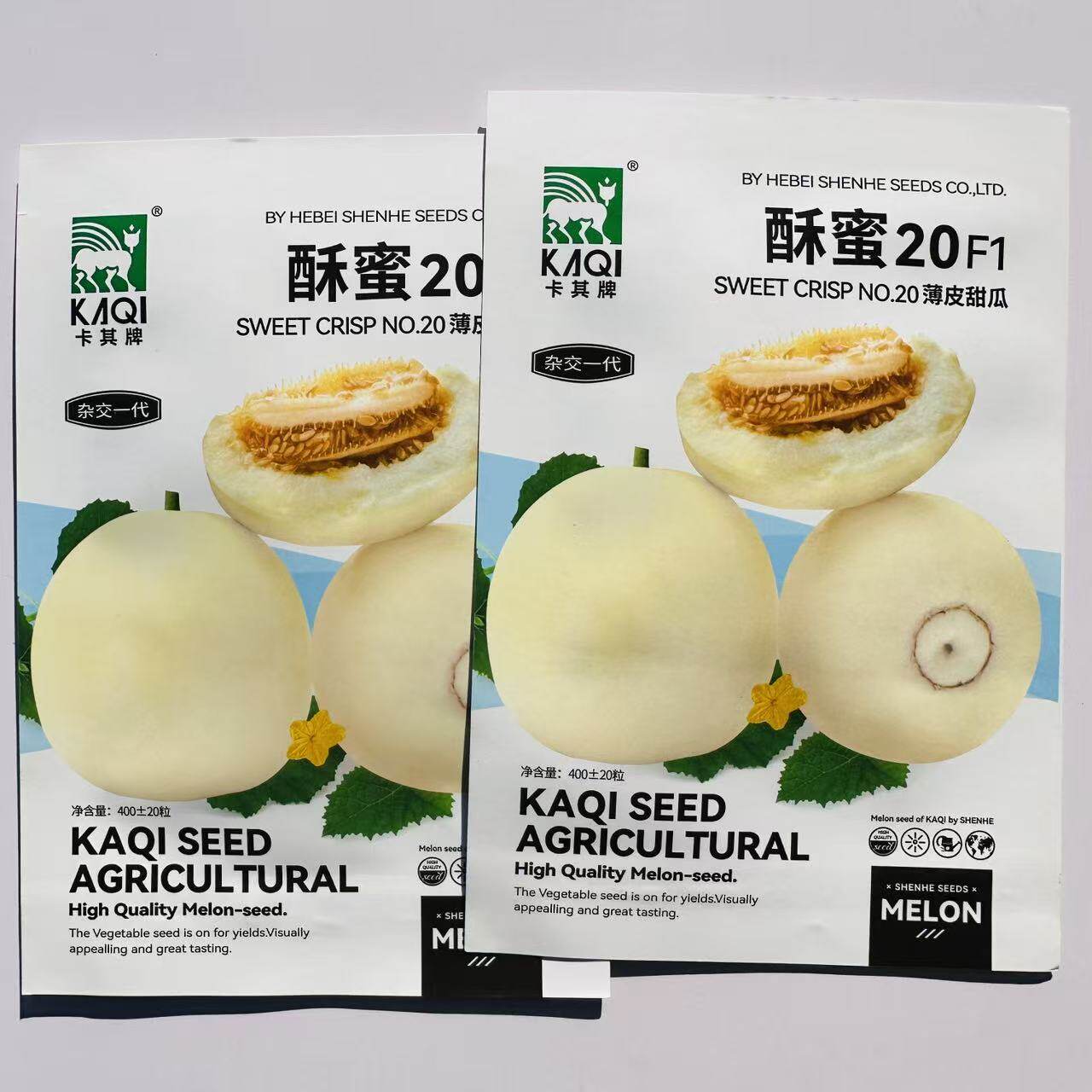 卡其酥蜜20F1早熟薄皮甜瓜种子果皮白色略带黄晕果肉洁白酥脆香甜
