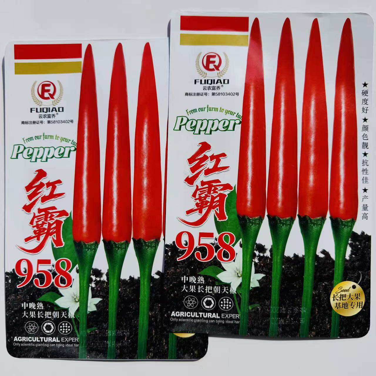红霸958中晚熟大果朝天椒抗寒耐热抗病耐储运春秋播种辣椒种子