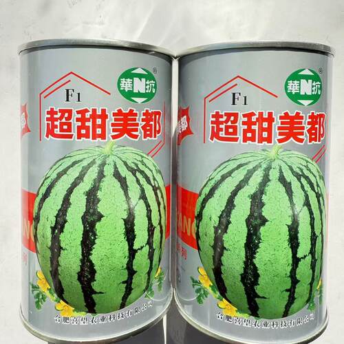 华抗超甜美都西瓜种子高糖薄皮少籽大果高产早熟麒麟甜王种籽罐装