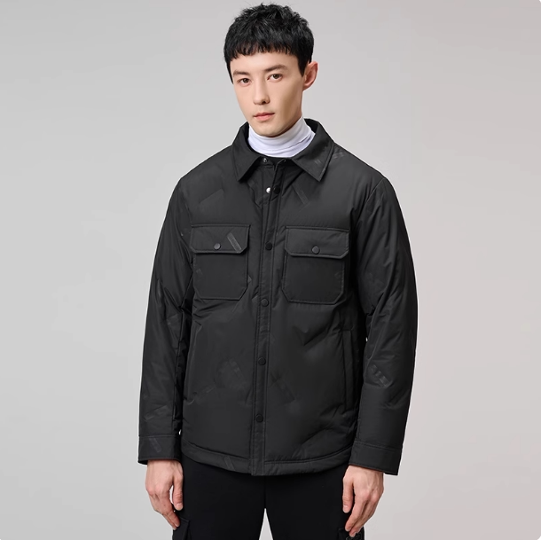 探路者羽绒服男秋冬户外防风防泼水保暖透气衬衫式休闲风轻便外套