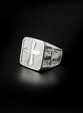 美式ins小众十字架嘻哈男士指环