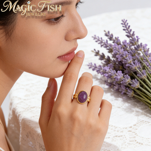 气质简约开口 复古小众ins氛围感钛钢宝石戒指女士时尚 magic fish