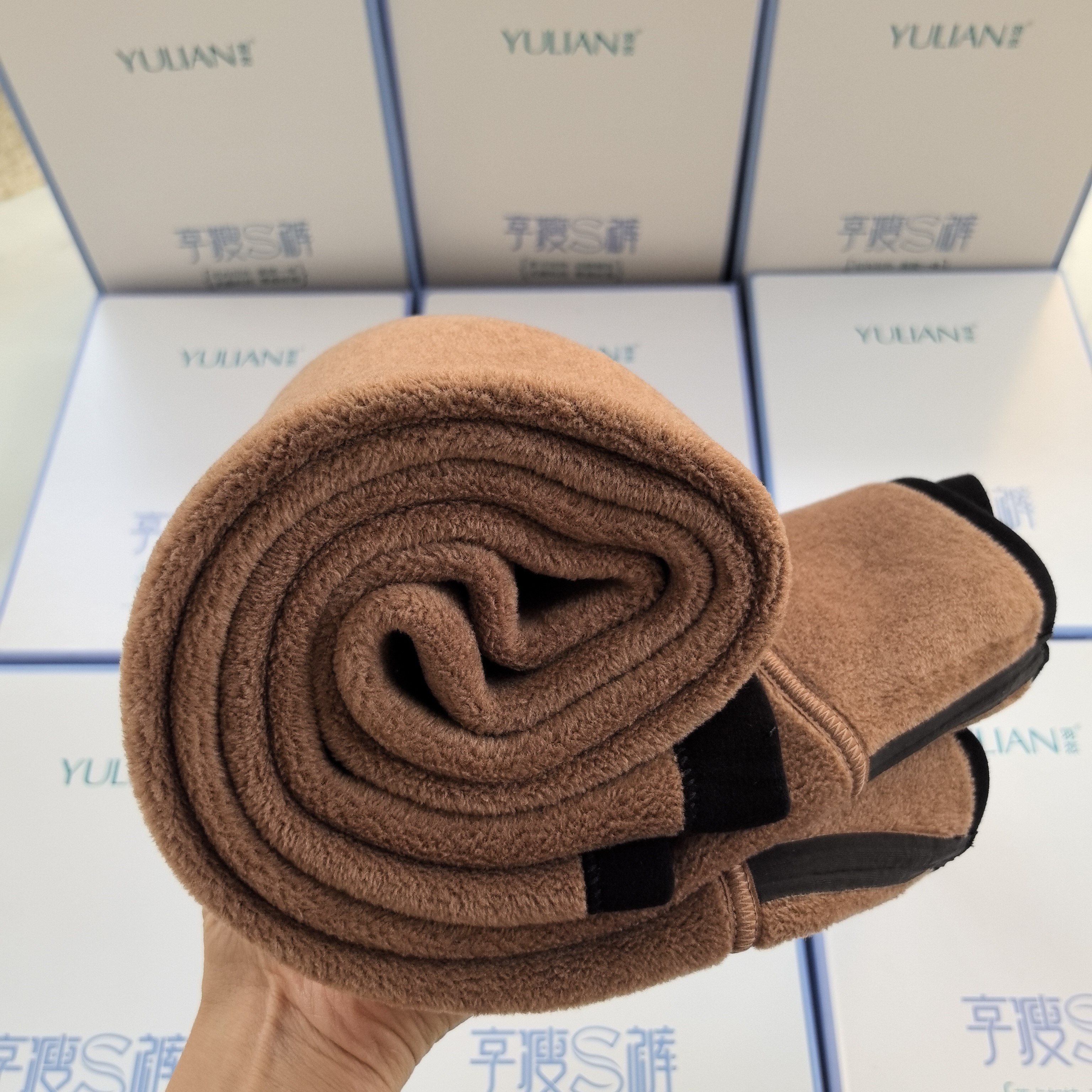 羽恋51080驼绒织片加绒加厚一体无缝保暖裤打底高腰宝思婷1080新