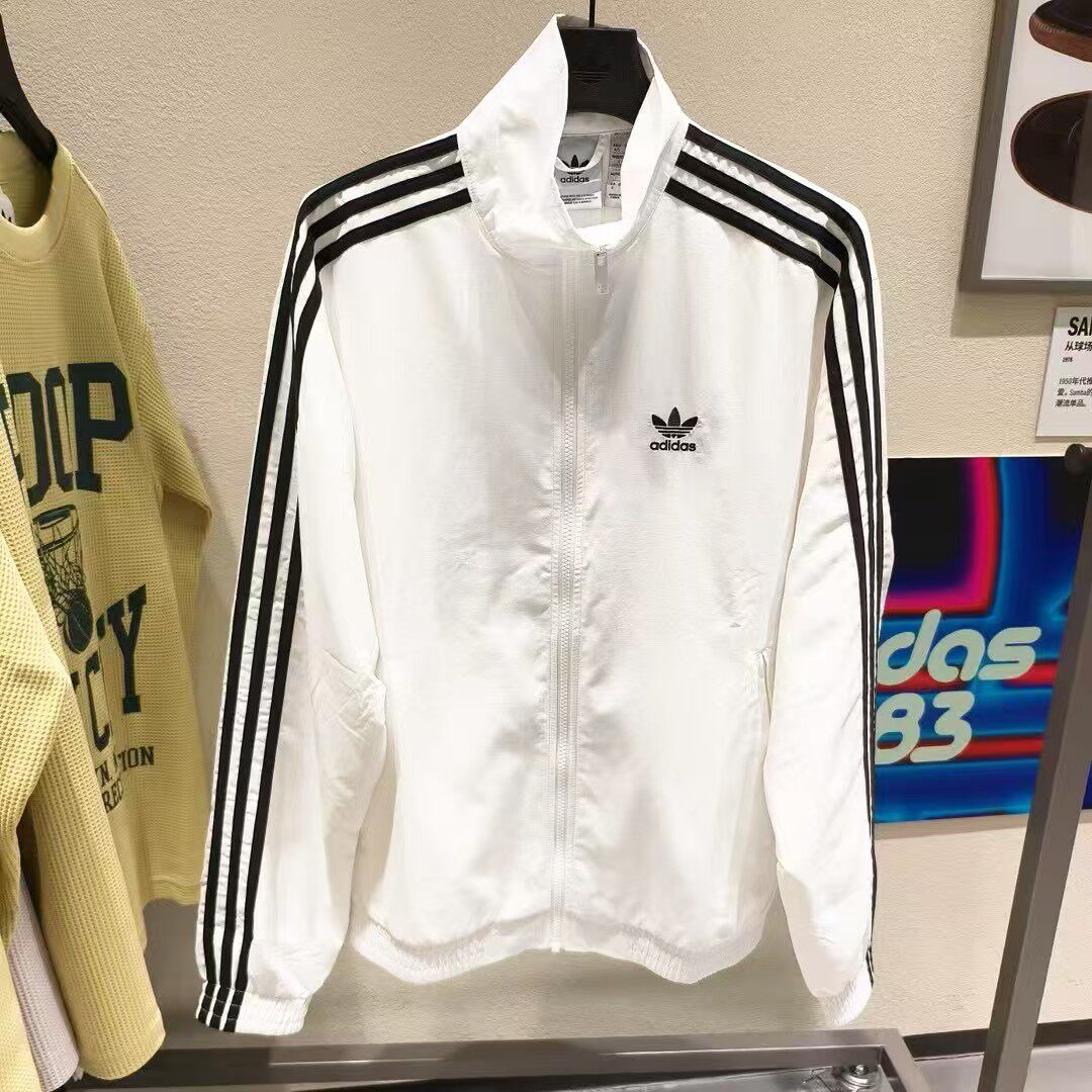 正品adidas阿迪达斯男子长袖运动休闲白色夹克外套上衣 JY1328