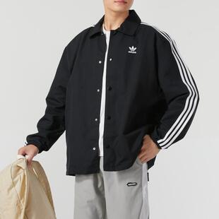 正品adidas阿迪达斯黑色翻领夹克长袖外套运动上衣男女IZ1831