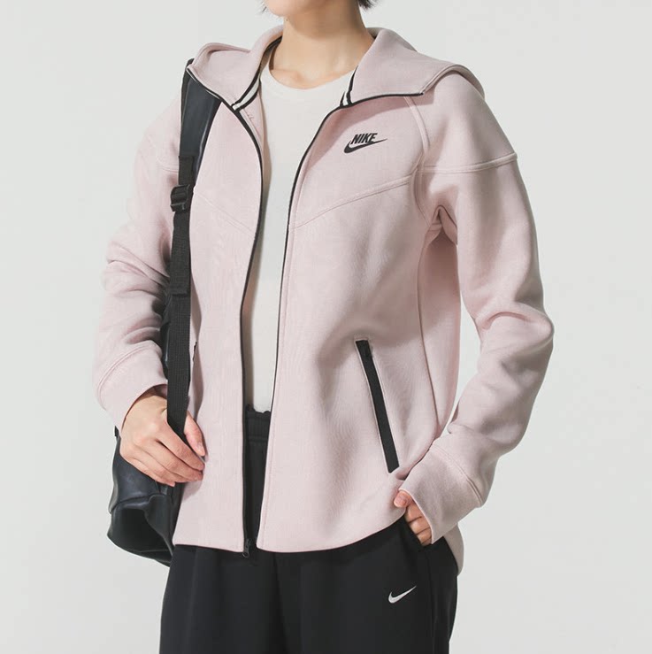 正品耐克NIKE女子防风运动休闲针织连帽长袖夹克外套FB8339-667